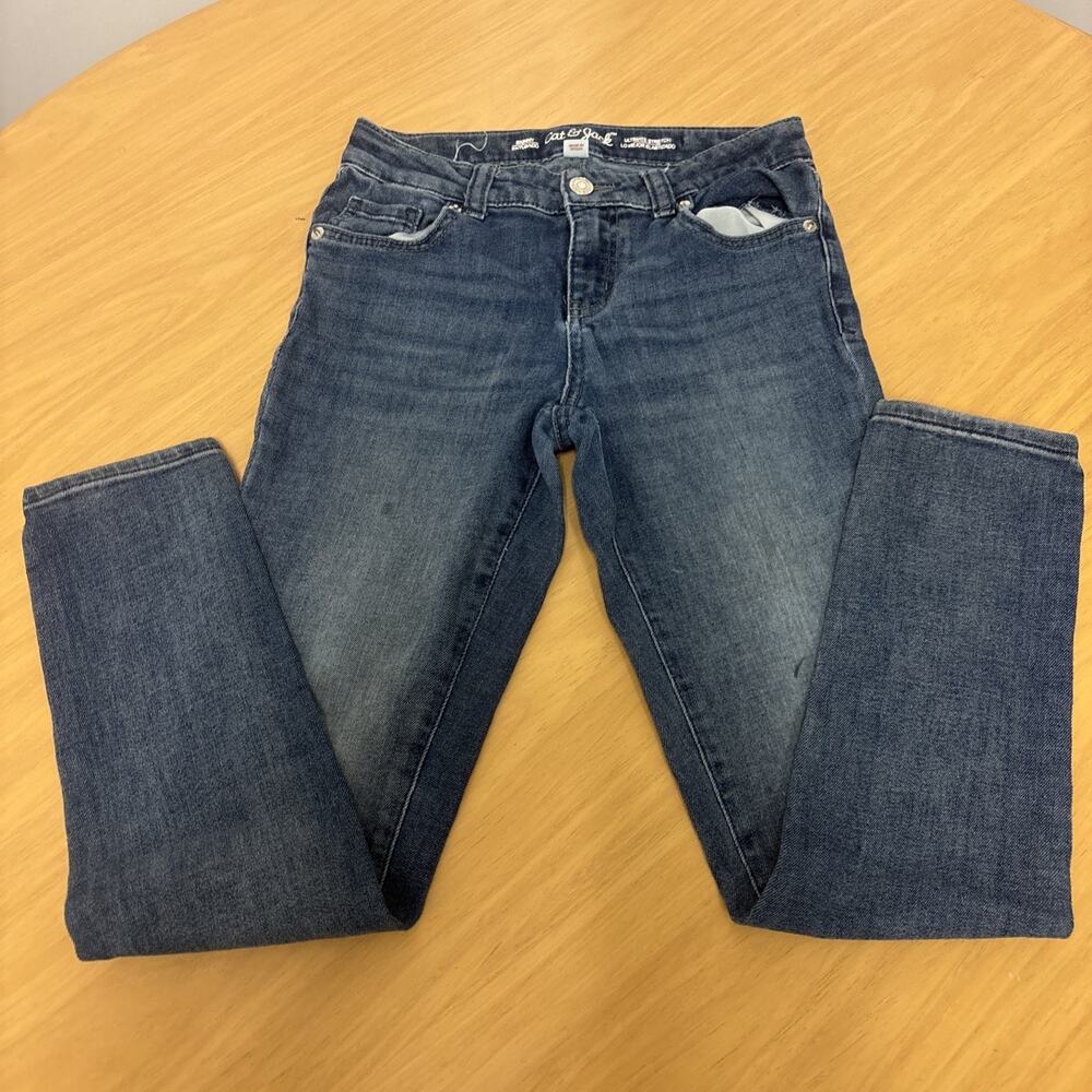 Cat & Jack Girls Skinny Blue Jeans Size 12 With Adjustable Waist (D10)